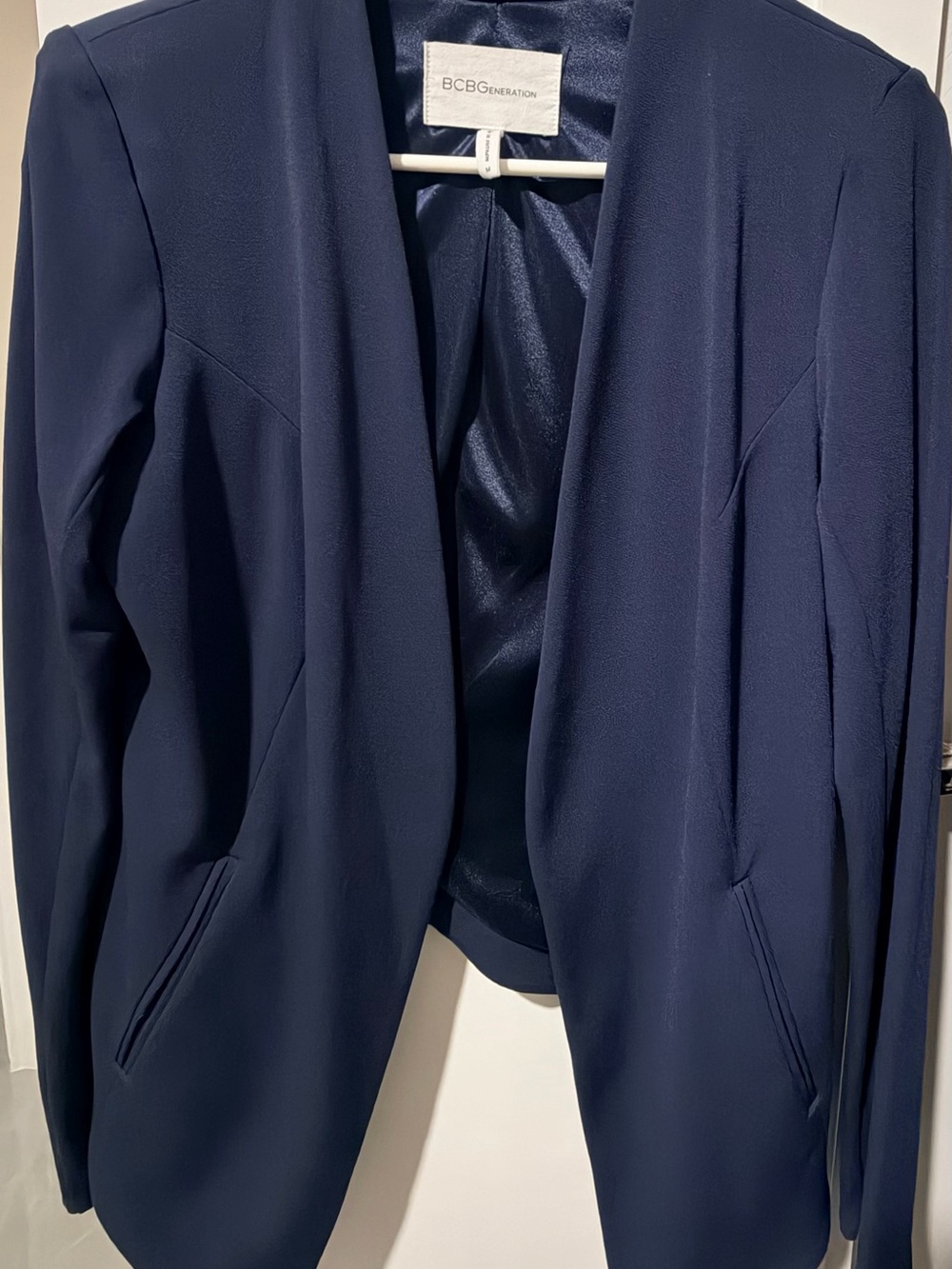 BCBGeneration Men's Navy Open-Front Lightweight Blazer